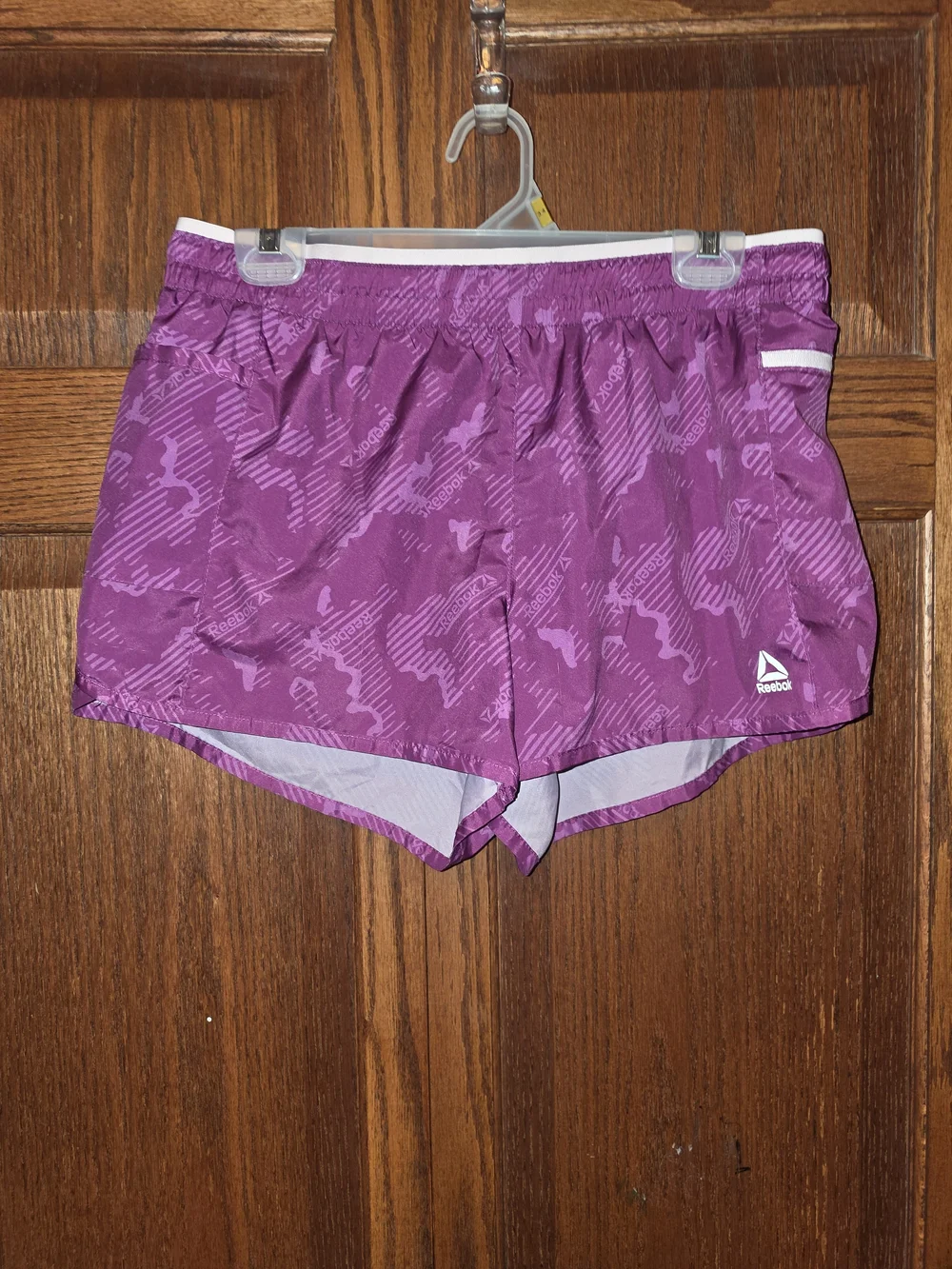 Reebok Women's Purple Athletic Shorts with White Trim